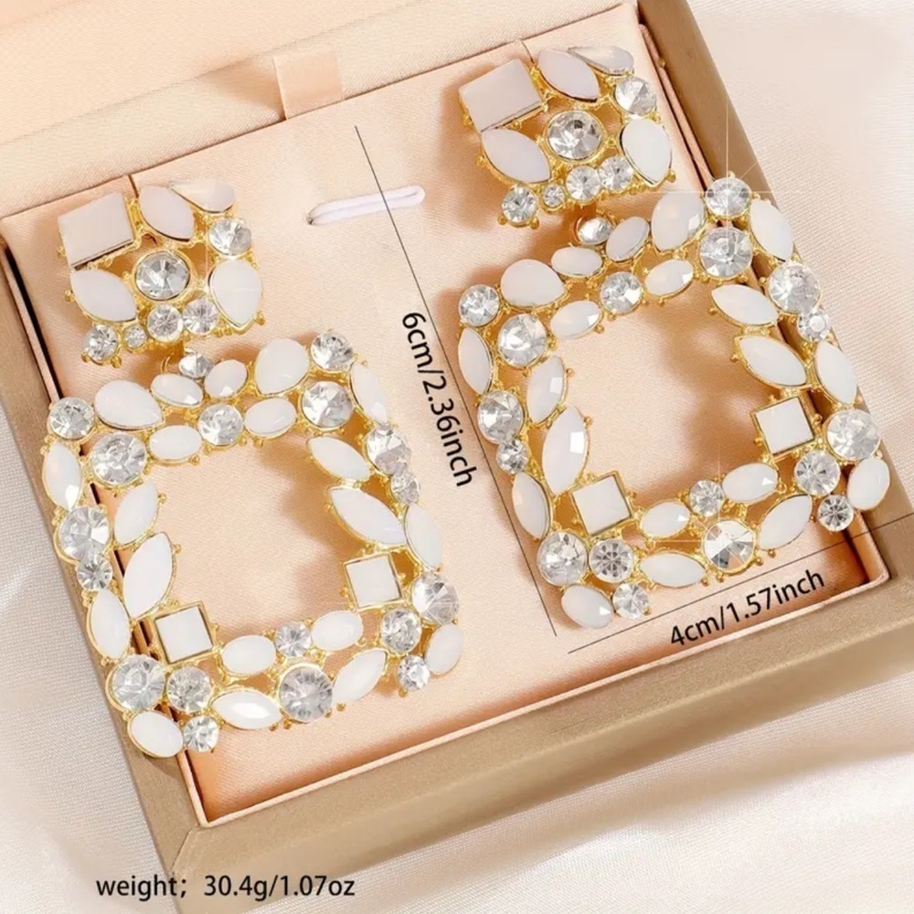 NEW! Vibrant Gold and Pink Crystal Earrings. Luxury Statement Earrings. π· A3-134 - Picture 3 of 3
